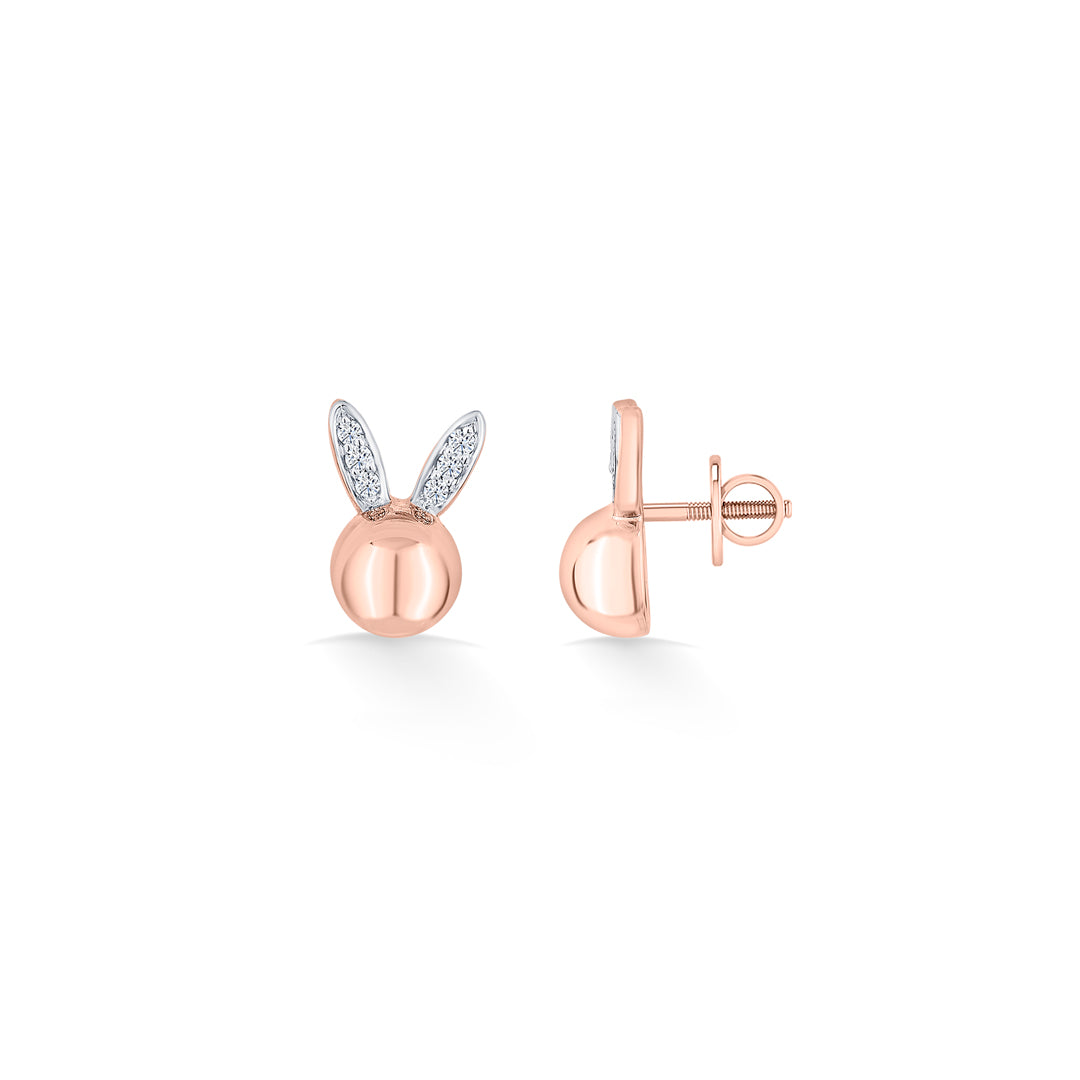 bunny bliss rose gold stud diamond earring for woman