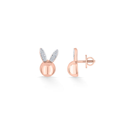 Bunny Bliss Rose Gold Stud Diamond Earring For Woman