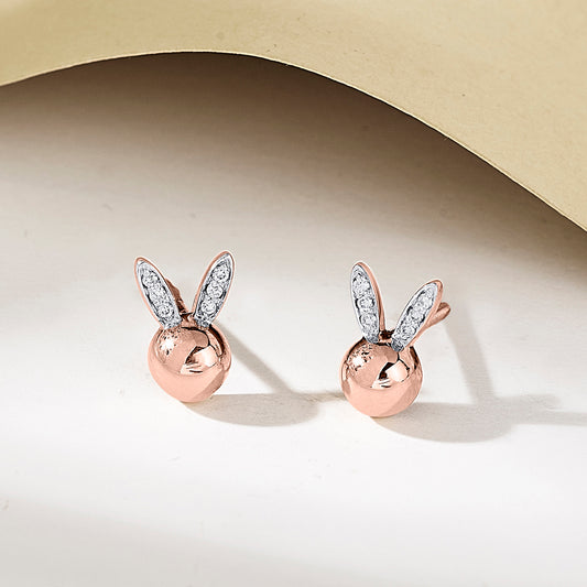 Bunny Bliss Rose Gold Stud Diamond Earring For Woman