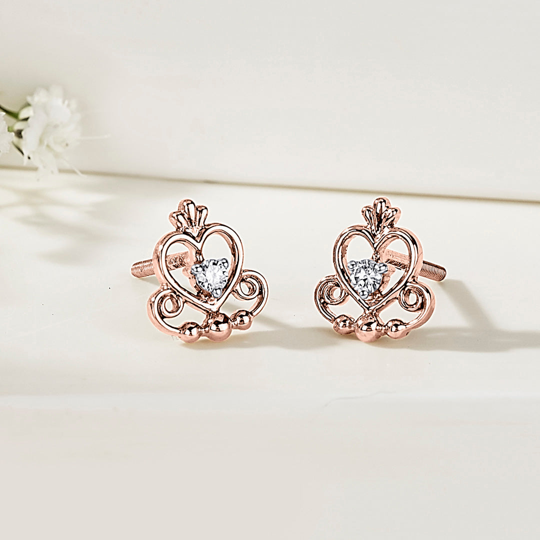 royal affection gold & diamond stud earring for woman