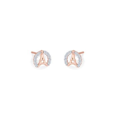Paris Glow Rose Gold Stud Diamond Earring For Woman