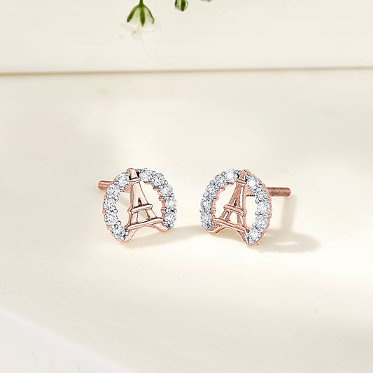 Paris Glow Rose Gold Stud Diamond Earring For Woman