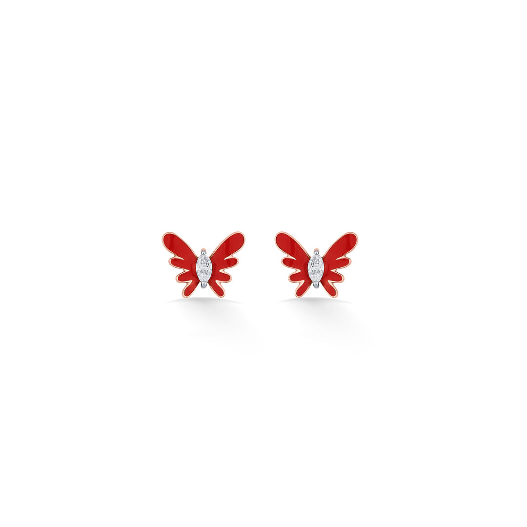 cherry flutter gold & diamond stud earring for women
