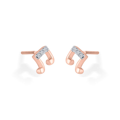 Rhythmic Shine Rose Gold Stud Diamond Earring For Woman
