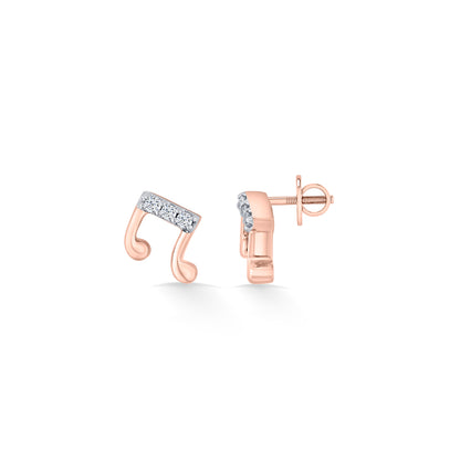 Rhythmic Shine Rose Gold Stud Diamond Earring For Woman