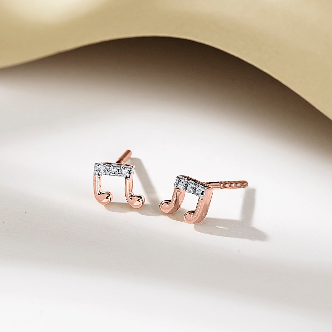 Rhythmic Shine Rose Gold Stud Diamond Earring For Women
