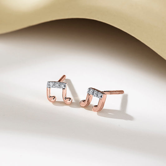 Rhythmic Shine Rose Gold Stud Diamond Earring For Woman