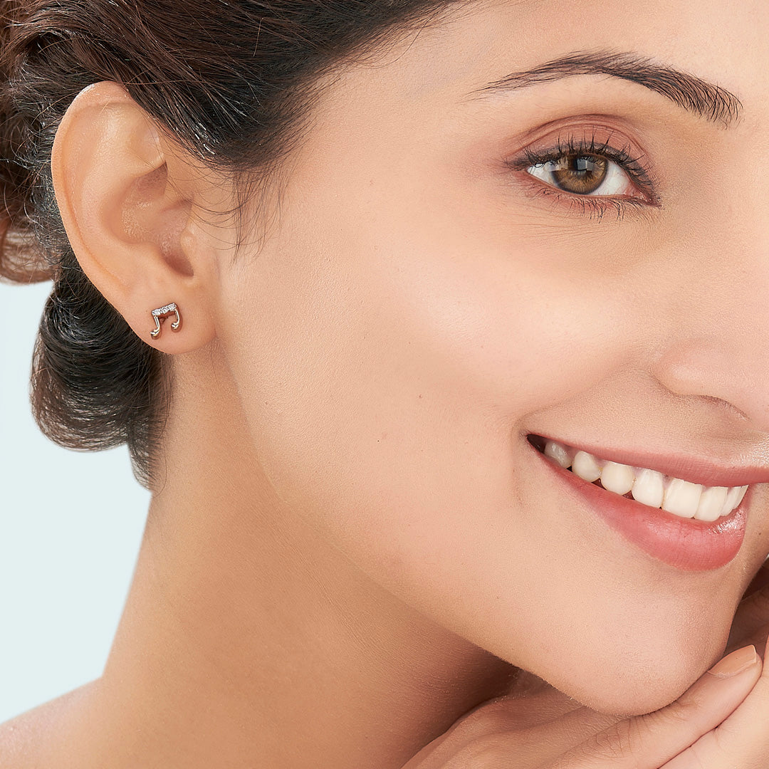 Rhythmic Shine Rose Gold Stud Diamond Earring For Women