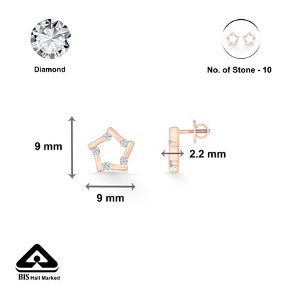 Starlight Spark Gold & Diamond Stud Earring For Woman