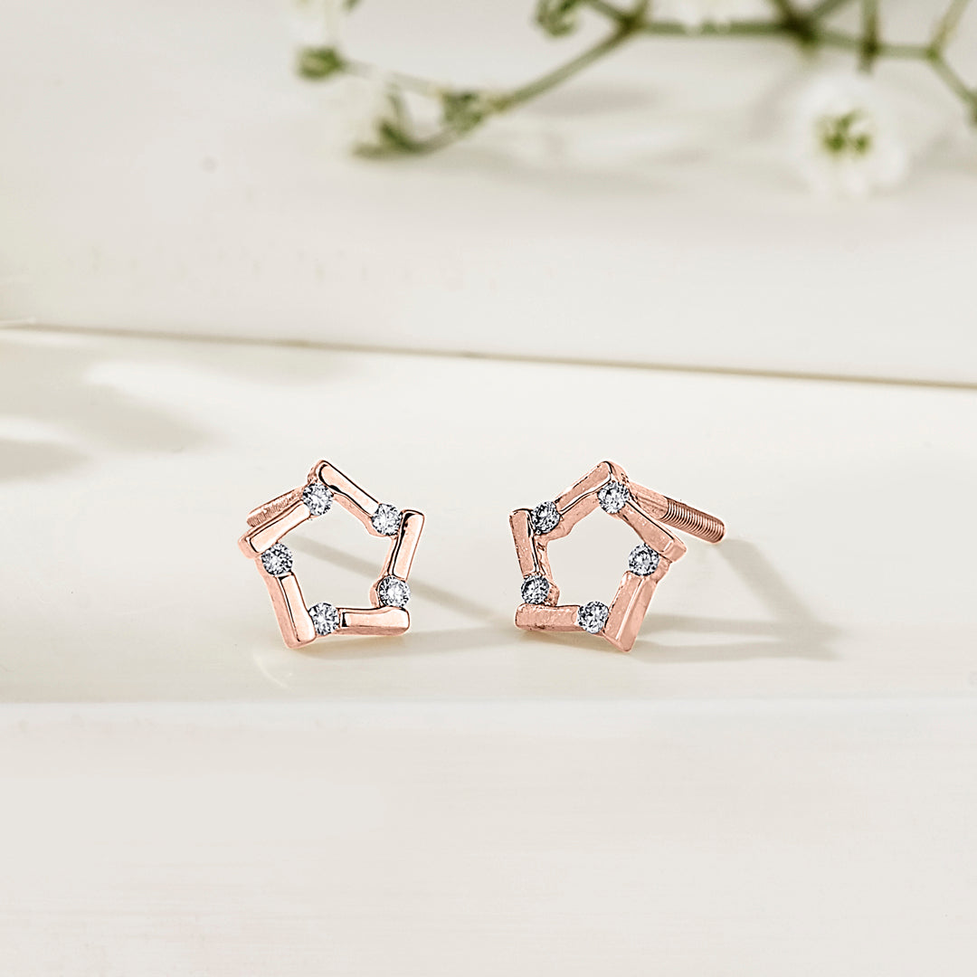 Starlight Spark Gold & Diamond Stud Earring For Women