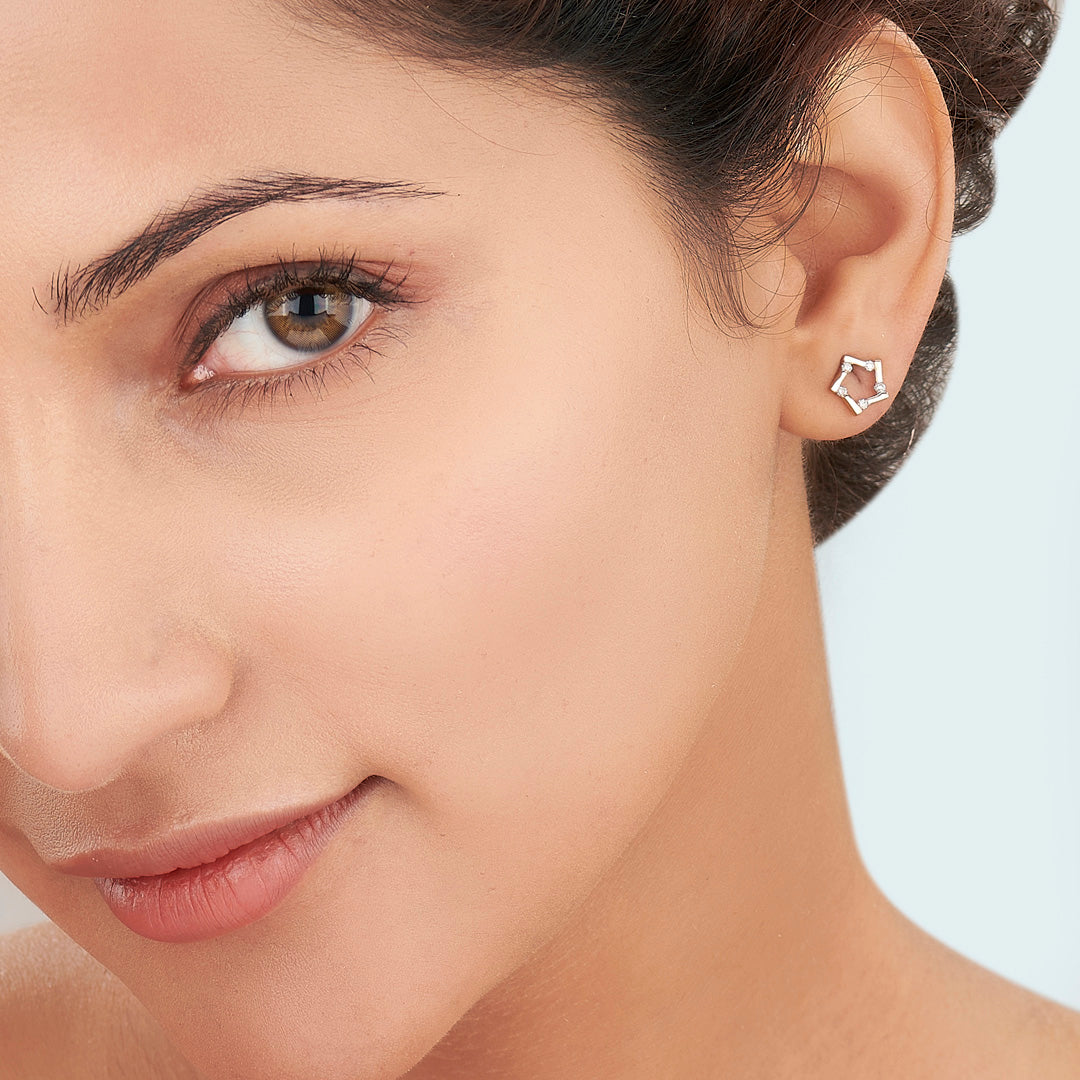Starlight Spark Gold & Diamond Stud Earring For Women