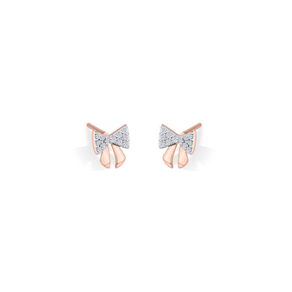 Twilight Bow Gold & Diamond Stud Earring For Women