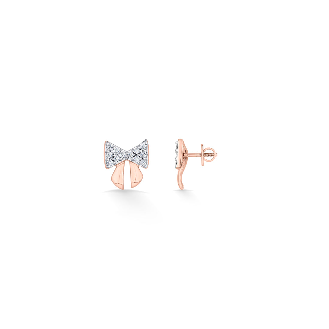 twilight bow gold & diamond stud earring for women