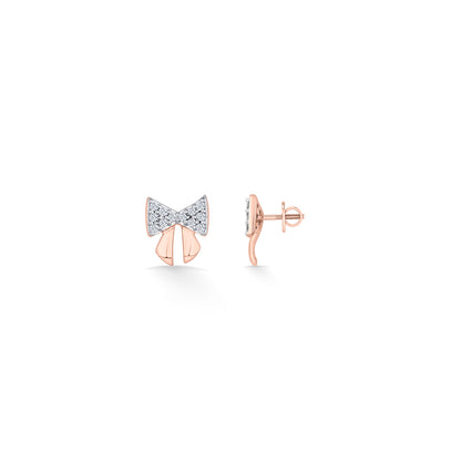 Twilight Bow Gold & Diamond Stud Earring For Women