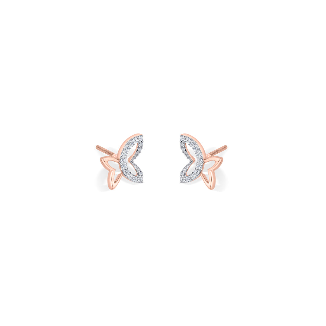 dreamy wings gold & diamond stud earring for woman