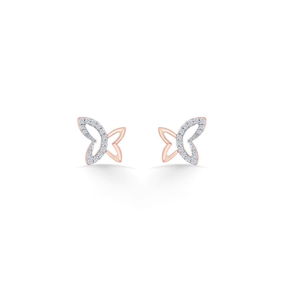 dreamy wings gold & diamond stud earring for women