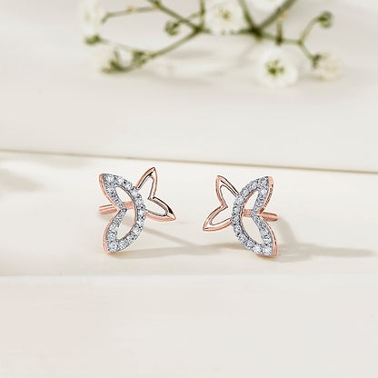 Dreamy Wings Gold & Diamond Stud Earring For Woman