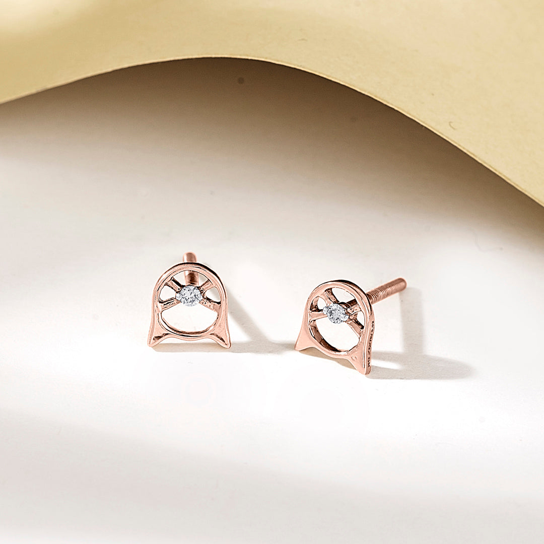 Shimmer Cat Gold Stud Diamond Earring for Women