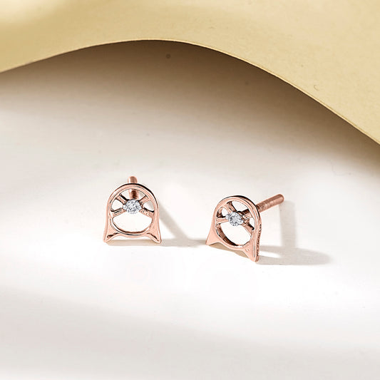 Shimmer Cat Gold Stud Diamond Earring for Woman