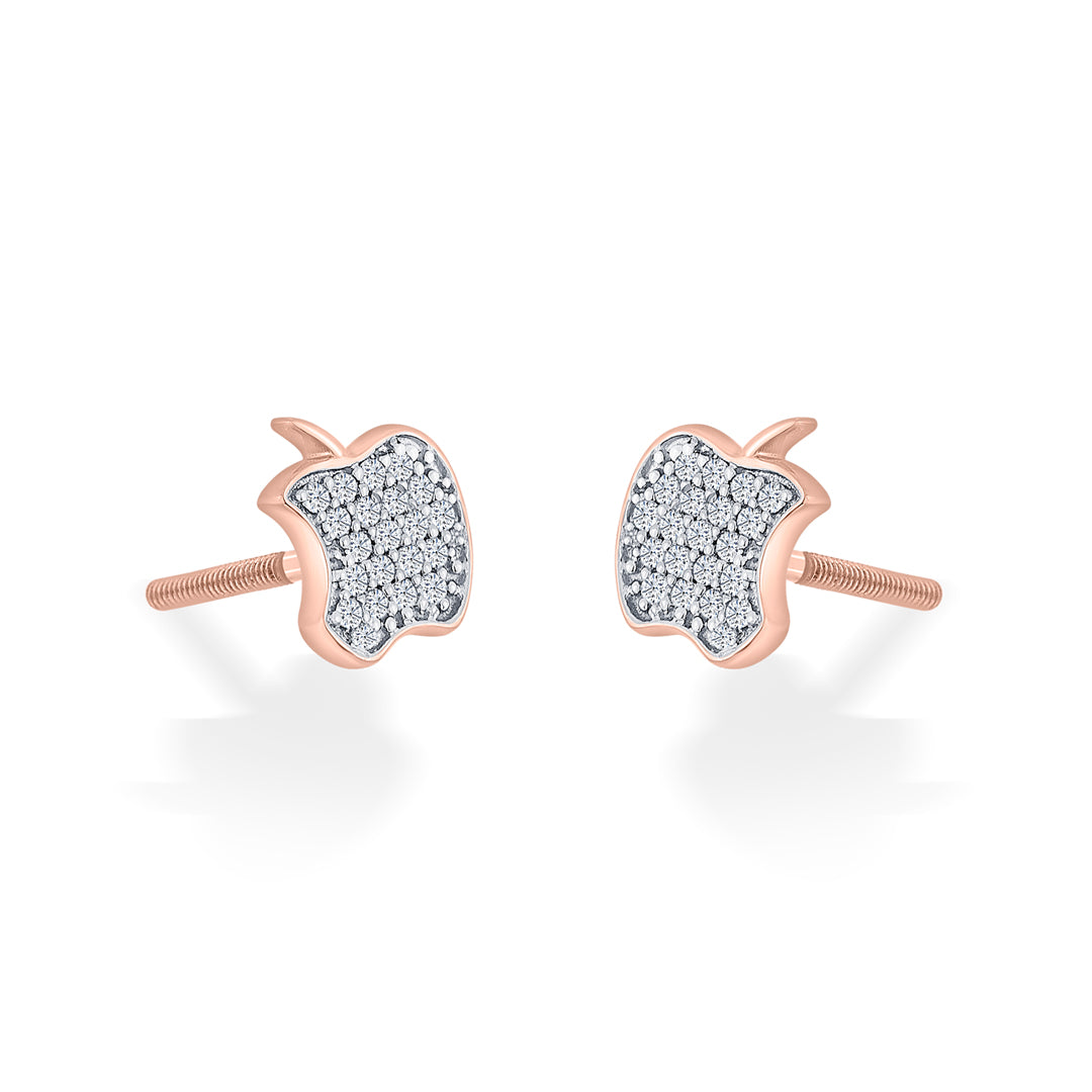 starlit apple gold stud diamond earring for woman