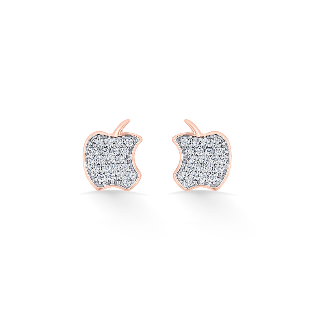 starlit apple gold stud diamond earring for women