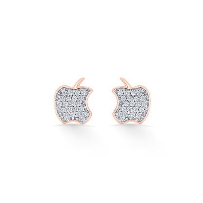 Starlit Apple Gold Stud Diamond Earring for Women