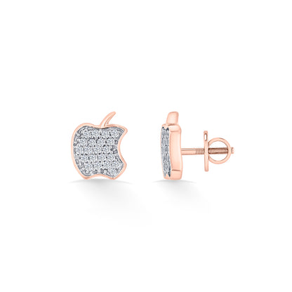 Starlit Apple Gold Stud Diamond Earring for Woman