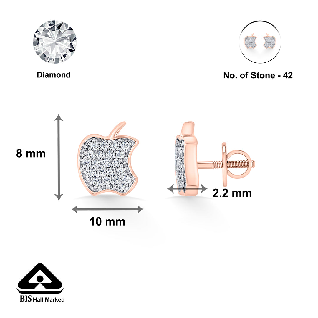 starlit apple gold stud diamond earring for woman