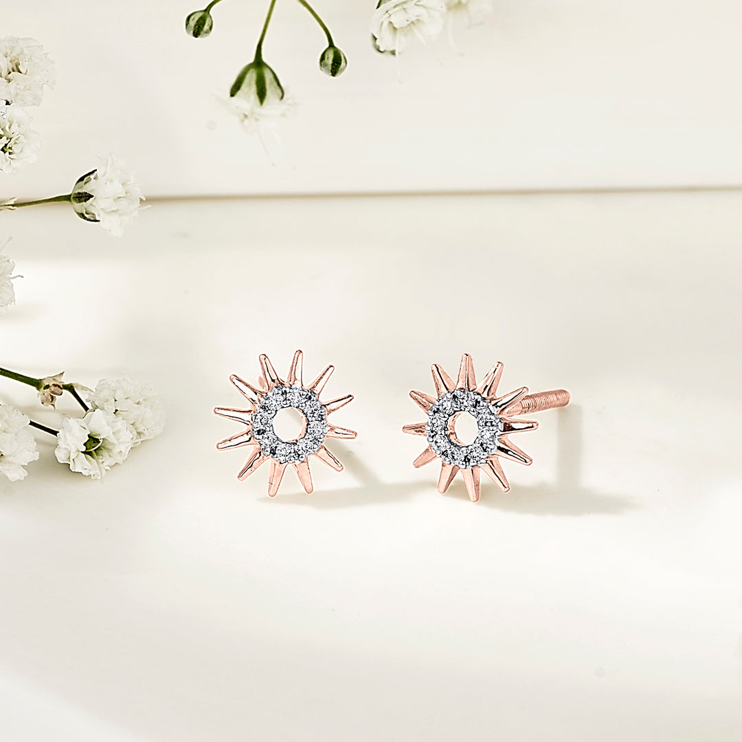 Morning Glow Gold Stud Diamond Earring for Women