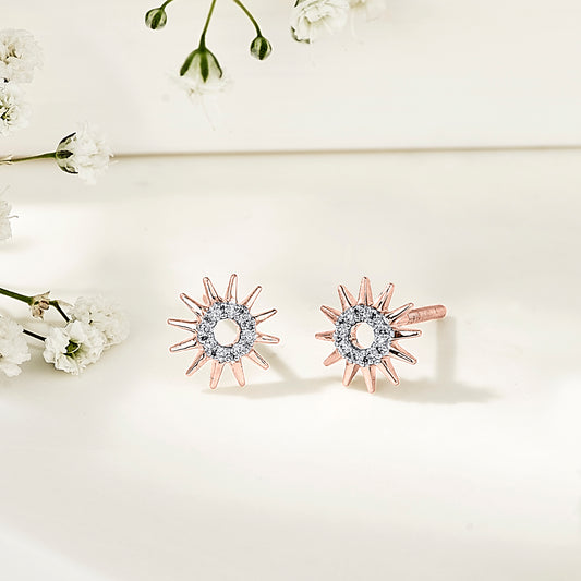 Morning Glow Gold Stud Diamond Earring for Woman