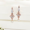Pearl Orbit Rose Gold Dangler Diamond Earring For Woman