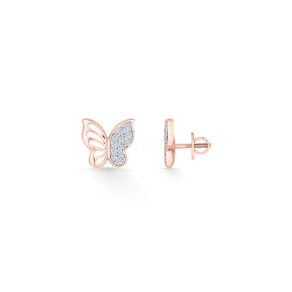 Wispwing Fly Rose Gold Stud Diamond Earring For Woman