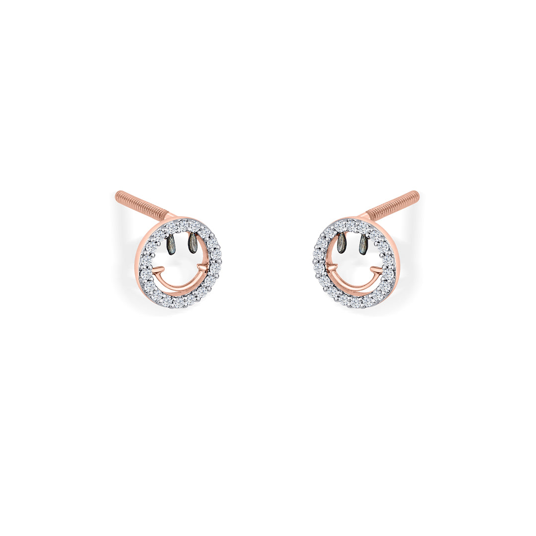 jolly shine rose gold stud diamond earring for woman
