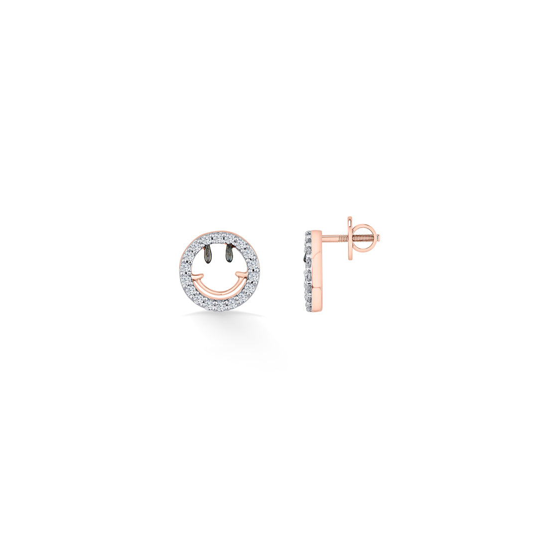 jolly shine rose gold stud diamond earring for woman