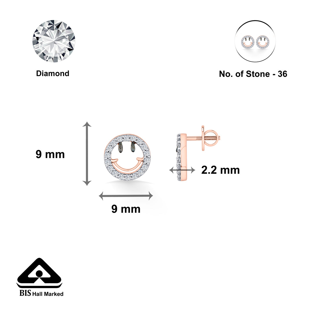 jolly shine rose gold stud diamond earring for woman