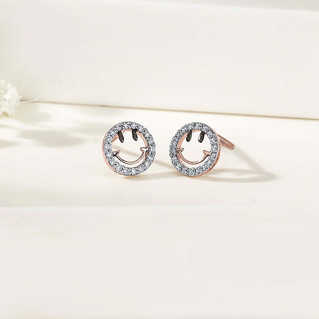 jolly shine rose gold stud diamond earring for woman