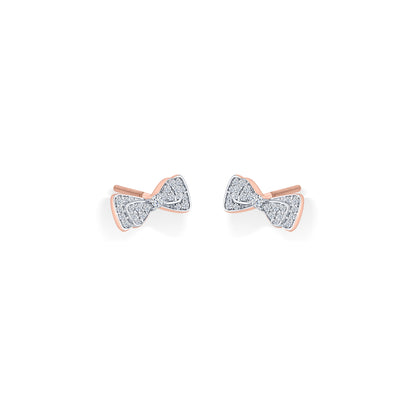 Diamond Bow Rose Gold Stud Diamond Earring For Woman
