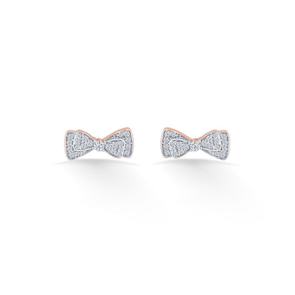 Diamond Bow Rose Gold Stud Diamond Earring For Women