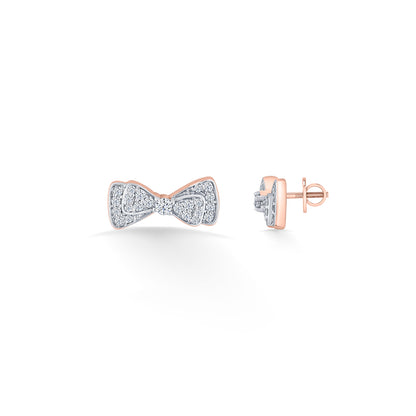 Diamond Bow Rose Gold Stud Diamond Earring For Woman