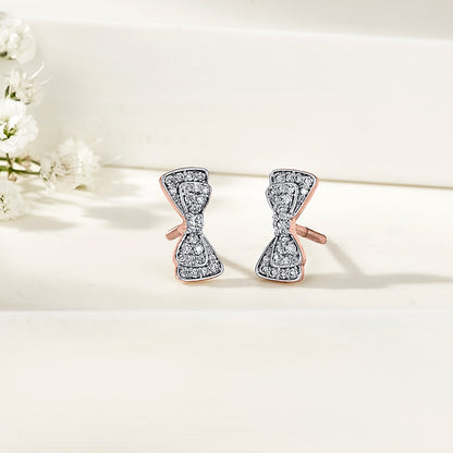 Diamond Bow Rose Gold Stud Diamond Earring For Woman