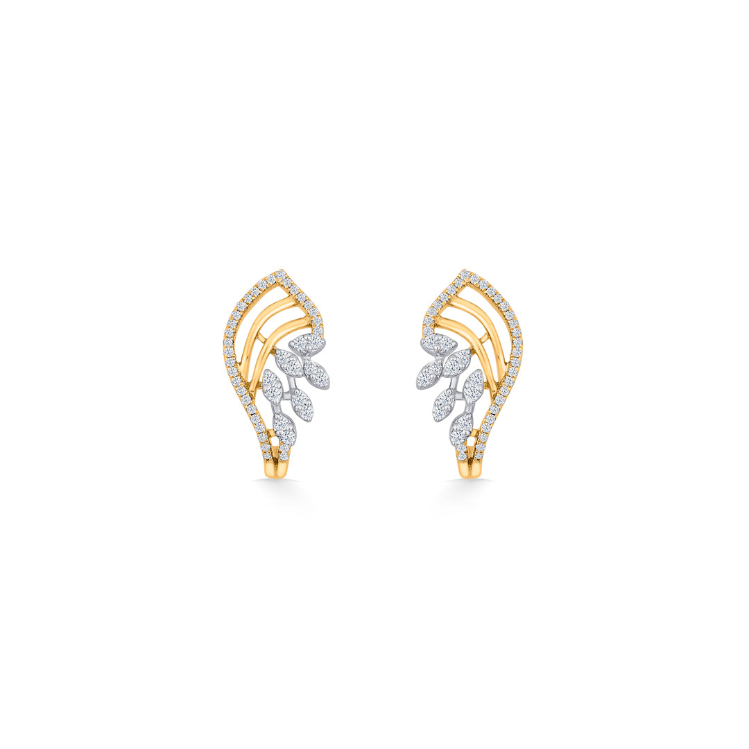 serene shell gold & diamond hoops & huggies earring for women