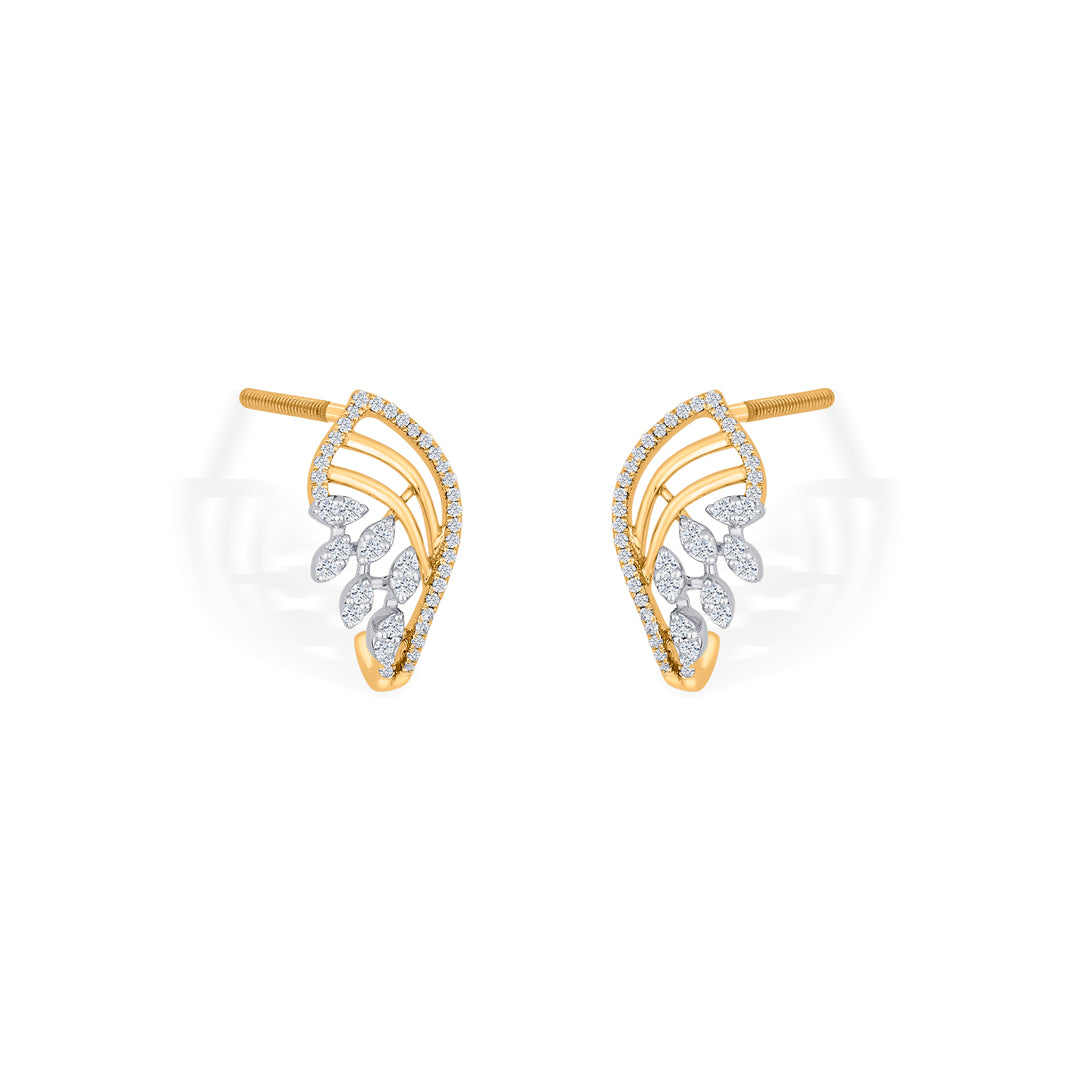 serene shell gold & diamond hoops & huggies earring for woman