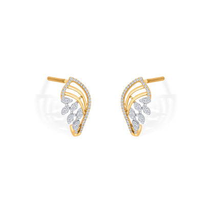 Serene Shell Gold & Diamond Hoops & Huggies Earring For Woman
