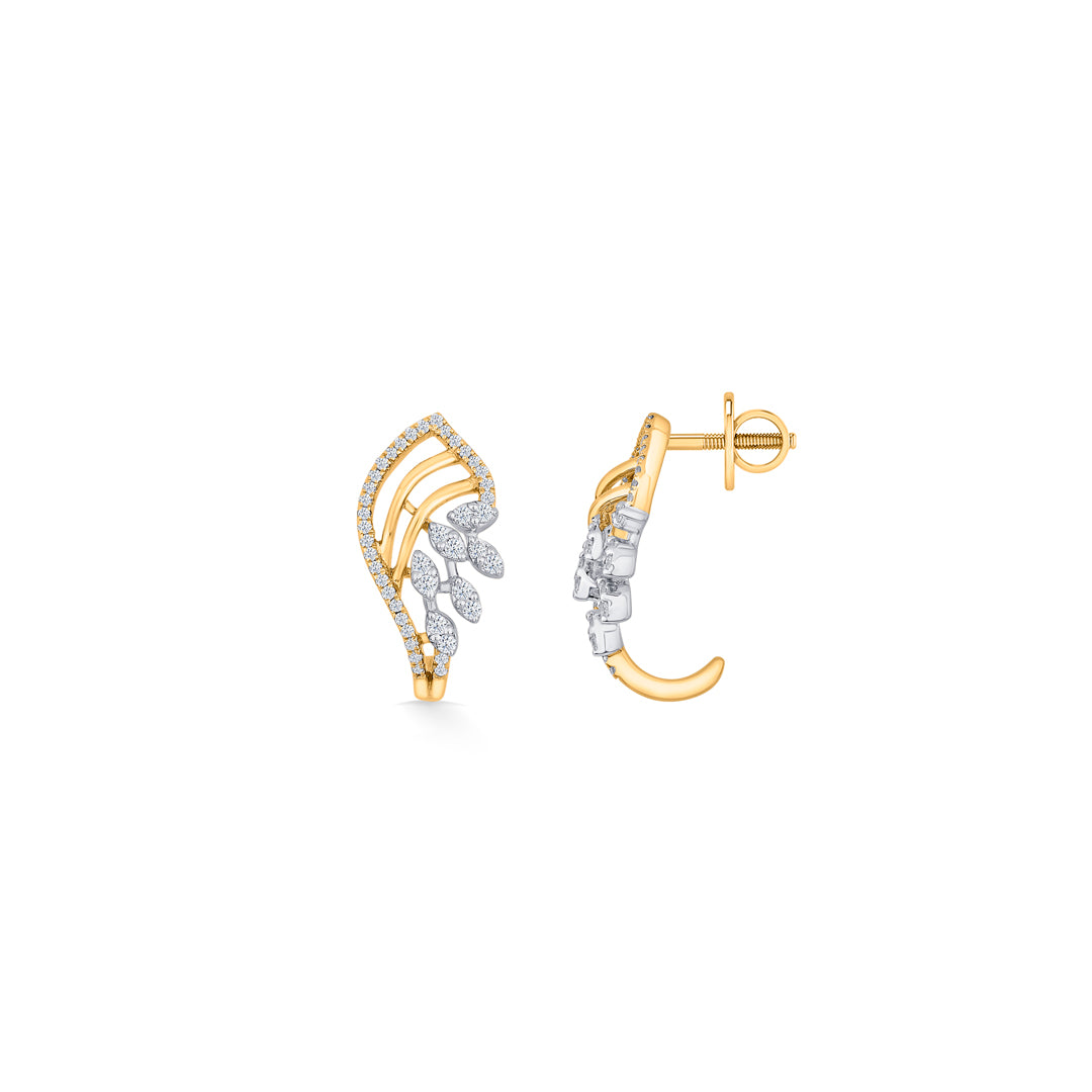 serene shell gold & diamond hoops & huggies earring for woman