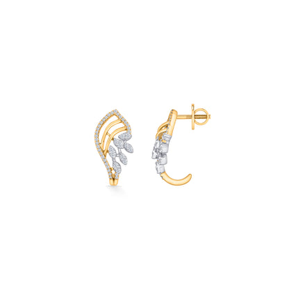 Serene Shell Gold & Diamond Hoops & Huggies Earring For Woman