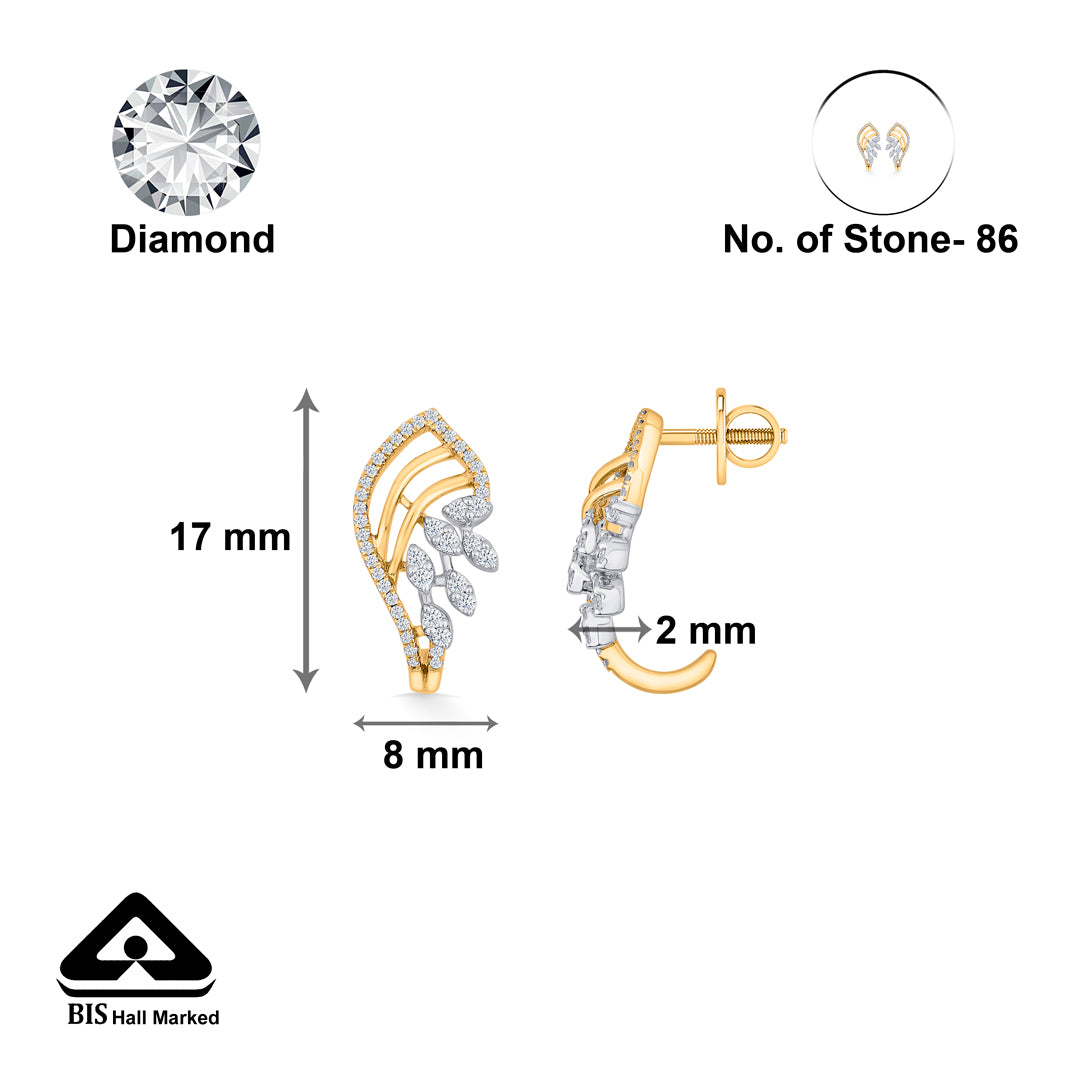 serene shell gold & diamond hoops & huggies earring for woman