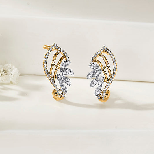 Serene Shell Gold & Diamond Hoops & Huggies Earring For Women