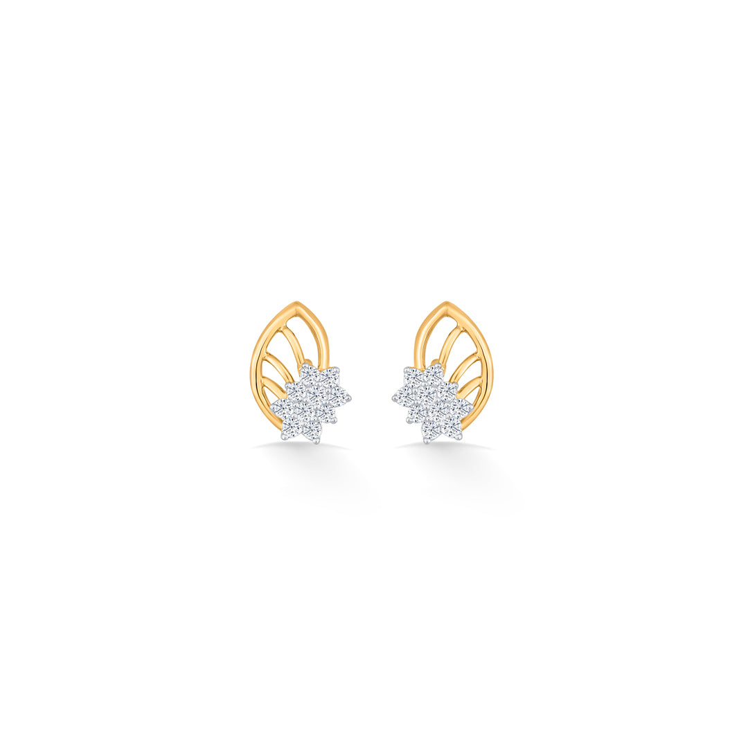 crystal leaflet gold stud diamond earring for women