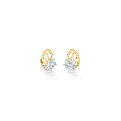 Crystal Leaflet Gold Stud Diamond Earring for Women