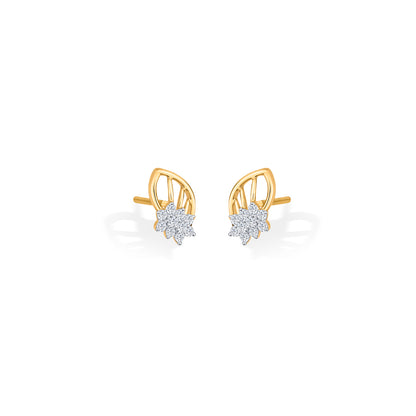 Crystal Leaflet Gold Stud Diamond Earring for Woman